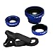 ETvalley Universal 3 in 1 Phone Camera Lens Kit Clip on Lens for Smartphones, Fish Eye Lens, 2 in 1 Macro Lens & Wide Angle Lens, with Universal Lens Clip, Made of Aluminum, Color Blue