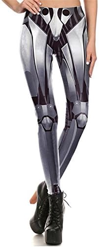 Women Trendy Casual Workout Fashion Robot Girl Cosplay Stretch Fabric Elastic High Waist Ankle-Length Leggings