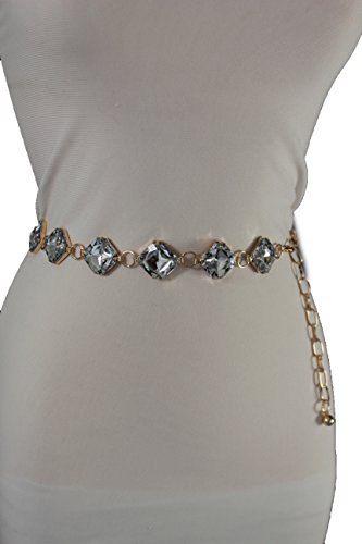 TFJ Women Fashion Belt Gold Metal Chain Hip High Waist Big Silver Beads S M L