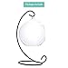 Mkono Clear Glass Vase Hanging Plant Terrarium with Black Metal Stand Tabletop Display Potted Stand for Air Plants Succelent Home Office Decor, C-Shape, 1 Globe