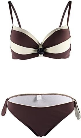 Allezola Women's Mixed Colors Bikini Swimsuit Bathing Suit Swimwear Sexy Push Up Brown S