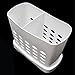 White Utensil Holder for Kitchen Counter - 2 Divided Basket Sink Utensil Holder Toothbrush Holders Fork and Spoon Organizer Bathroom Caddy - White Plastic Utensil Crock Bathroom Toothbrush Holder