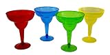 KINREX Margarita Plastic Glasses Set - Disposable Cinco de Mayo Cups - Colorful Mexican Cocktail Party Decorations - 11.5 Ounces - 20 Count - Assorted Red, Blue, Green and Yellow