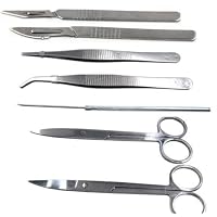 EatingBiting（R）7pcs Elementary Dissection Kit Stainless Steel Tools,Zippered Case,used for Middleschool & high school ,Biology Lab Anatomy Medical Student Dissecting With Scalpel Knife Handle Blades