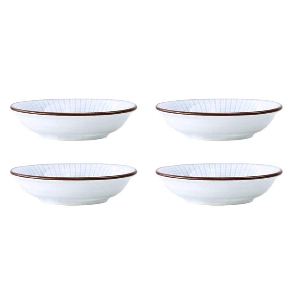 TOPBATHY 4pcs Ceramic Condiment Plates Round Sauce Dishes Sushi Dipping