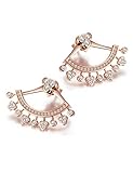 Wistic Sterling Silver Earrings Crystal Ear Cuff Earrings Ear Jacket for Women Girls(Rose Gold)