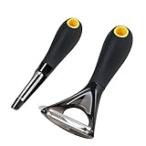 Zestkit Potato Peeler for Fruit/Vegetable Kitchen Use, 2-Piece Swivel Stainless Steel Peeler with Built-in Potato Eyes Remover, Blade Covers Includes (Yellow)