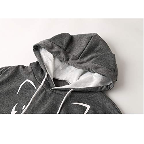 Unisex Hoodies Pet Holder Cat Dog Kangaroo Pouch Carries Pullover with Cat Printing Sweatshirt (Dark Grey, L) - Thumbnail 2