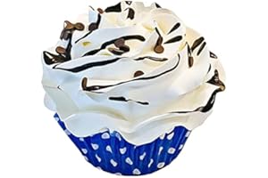 DEZICAKES Fake Cupcakes & Cake – Artificial Cakes for Display – Faux Cake Decorations for Home & Kitchen - Cake Plate Fake Food Desserts Chocolate Chip Cupcake