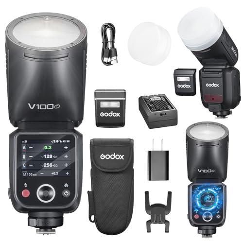 GODOX V100C Blitzgerät V100-C 100w Round Head Touchscreen Flash für Canon,2.4G Wireless mit Externem Speedlite und Global Shutter Blitzsynchronisation
