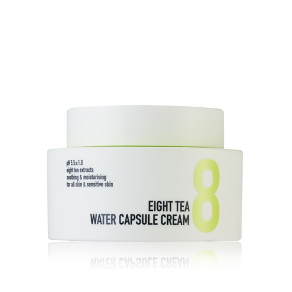 BOM Eight Tea Water Capsule moisturising Cream 50g, Vitamin C daily moisturiser, cream for face with ceramide, panthennol