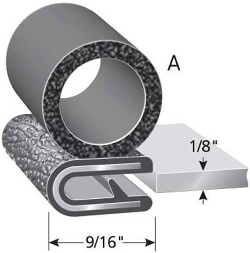 Trim Lok PVC Trim Seal 1/8" Edge, EPDM Sponge Rubber Bulb On Top, 5/8" Bulb, 9/16" Leg, 250' OAL