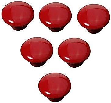 FatColo(TM) Ceramic Porcelain china Vintage Round Style Bedroom Door Cabinet Cupboard Drawer Knob Pull Handle (Button shape / Red / by FatCol