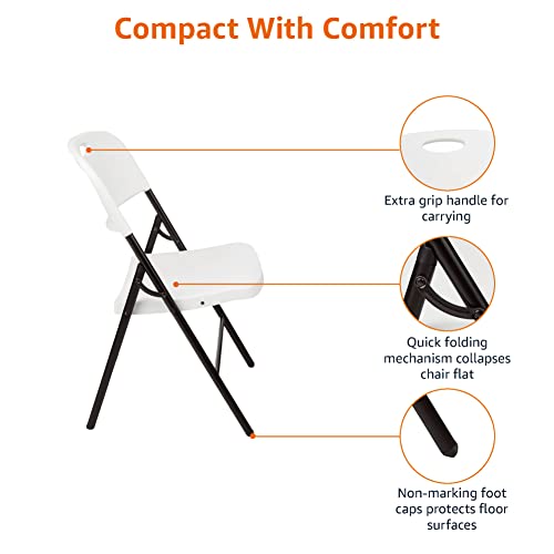 Amazon Basics Folding Plastic Chair, 350Pound Capacity, White, 2Pack