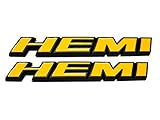 2pcs HEMI Side Fender Replacement Emblem Badge Plate Decal with Sticker for Dodge Charger V8 RT Ram 1500 Challenger (Yellow)