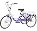 H&ZT Adult Tricycle Trike 3 Wheeled Cruiser Bike with Large Basket and Maintenance Tools, 24 Inch Wheel Size Bike Trike, Men’s Women’s Cruiser Bike (1-Speed/Purple, 26 inch Wheels)thumb 1
