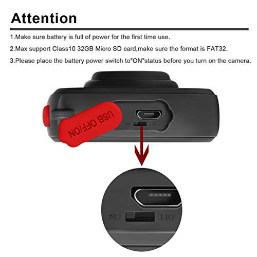 PROGRACE Kids Camera Underwater Waterproof Camera for Kids Camcorder for Boys Girls 4X Digital Zoom 3-Level Volume Adjustment(Red)