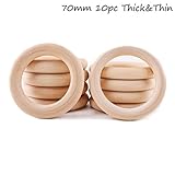 Baby Love Home 70mm 10pcs Thick and Thin Natural Maple Wooden Rings DIY Wooden Teether Jewelry Necklace Bracelet Pendant Baby shower Gift
