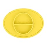 Silicone Baby Plate Safe Mini Feeding Placemat for Toddler,Kids,Infant with Strong Suction, FDA Approved, BPA Free (Yellow)
