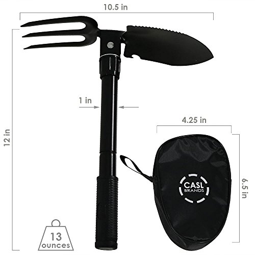 CASL Brands Steel Portable Camping Shovel with Rake and Carrying Case - Thumbnail 2