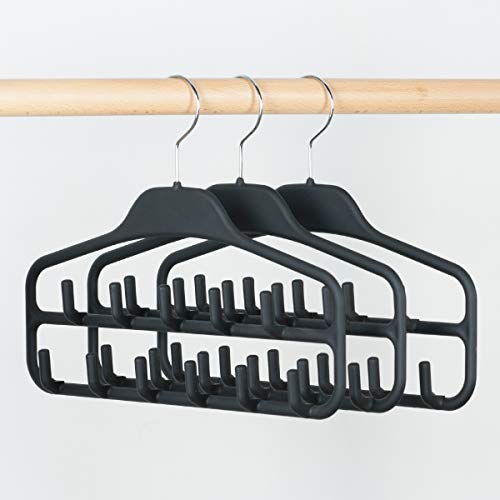 Elong Home Belt Hanger Rack Holder 2 Pack, Sturdy Belt Organizer with 360 Degree Swivel, 11 Large Belt Hooks for Closet, Non Slip Rubberized Belt Storage, Black - Thumbnail 7