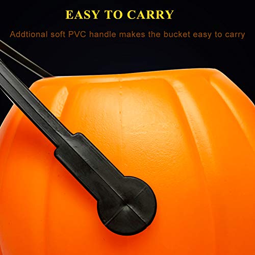 Portable Pumpkin Buckets, Candy Jar, Children Halloween Party Decoration Ornaments, 1 x Large + 1 x Small Candy Basket with Handle