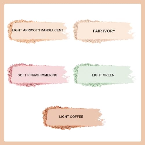 ROUSE Setting Powder Lightweight Loose Powder Finishing Powder Long-Lasting Face Powder Waterproof with Soft Mushroom Powder Puff & Mirror, Matte Finish,0.28 Oz (Light Apricot/Translucent)