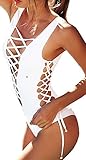 Bathing Suits Women One Piece Front Side Lace Up Monokini Swimsuits