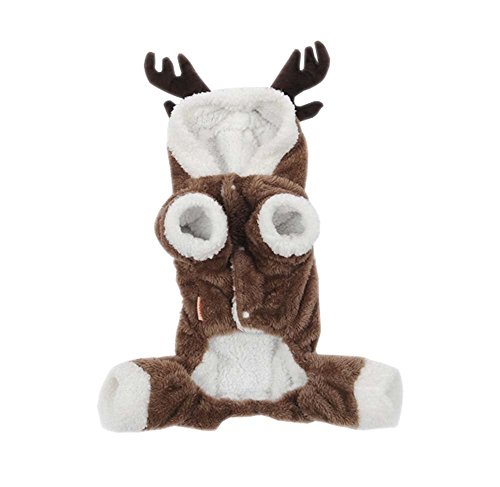 ARJOSA Puppy Dog Jumpsuit Christmas Halloween Costume Reindeer Hoodie Winter Coat (XL)