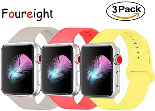 for Apple Watch Band, Foureight Durable Soft Silicone iWatch Strap Replacement Sport Band for Apple Watch Band Series 4 Series 3 Series 2 Series 1 Sport, Edition (3 Pack, 42mm M/L=44mm M/L)