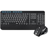 EagleTec KM130 2.4GHz Wireless Combo Multimedia Full Size Keyboard With Numeric Keypad And Mouse