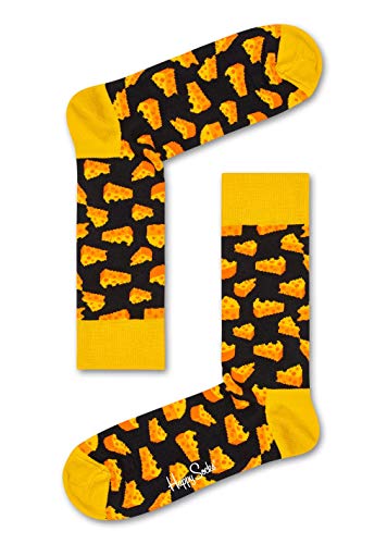 Happy Socks, Colorful Premium Cotton Food Themed Socks for Men and Women, Cheese, Yellow, 10-13
