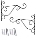 XIIYGJS USUNQE 2 Pack Plant Hanging Brackets Hooks for Bird Feeder Planter Lanterns Wind Chimes with Screws (Black)