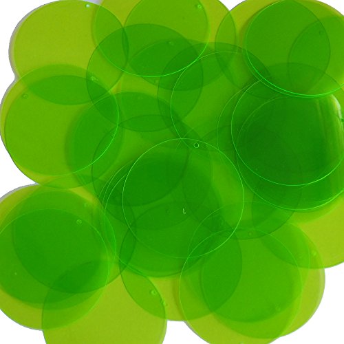 Sequin Round 1.5 inch Lime Green Transparent See Thru Couture Paillettes Made in USA. For embroidery, bridal, applique, arts, crafts, and embellishment.