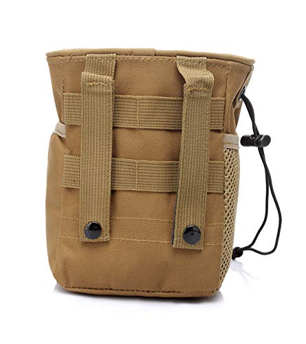 Zeato Tactical MOLLE Drawstring Magazine Dump Pouch, Military Adjustable Belt Utility Fanny Hip Holster Bag Outdoor Ammo Pouch(Khaki)