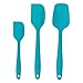 Cooptop Premium Silicone Spatula Set of 3 - Heat Resistant Baking Spoon & Spatulas - Pro Grade Non-stick Silicone with Steel Core(Teal Blue)