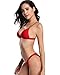 SHEKINI Women's Brazilian Bathing Suit Triangle Bikini Set Sexy V Neck Two Piece Swimsuits (Medium, Rose red)