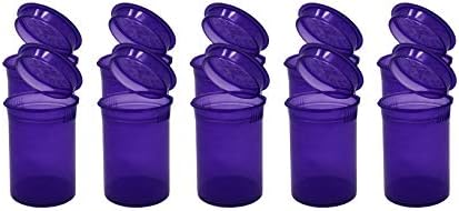 12 pc Pack of 8 Dram Squeeze PoP Top USA Certified Child Resistant One Piece Plastic Container (Violet - Transparent)