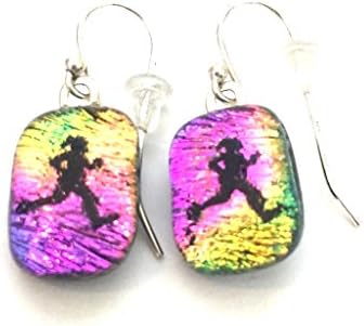 Runner Girl Fused Glass Earrings - Jewelry By Run Inspired Designs (Cool Lava)