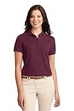 Port Authority Women's Silk Touch Polo L Burgundy
