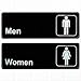 Tezzorio Men's and Women's Restroom Signs - Black and White, 9 x 3-Inch Bathroom Sign Set of 2 for Door/Wall