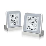 Homidy Digital Hygrometer Indoor Thermometer, Xiaomi Mijia 360°HD E-Ink Screen Room Humidity Guge Swiss Sensirion Industrial Grade High Accuracy Temperature Humidity Meter (Fashion White-2 Pack)