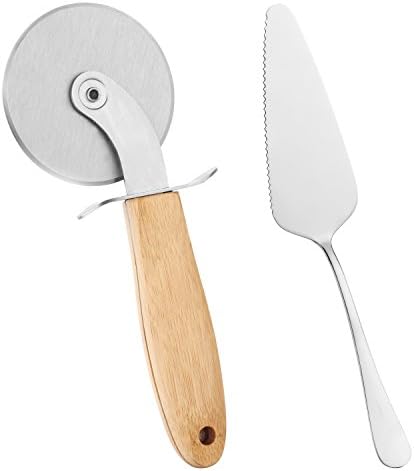 Pizza Cutter in Stainless Steel with Environmental Bamboo Handle Designed for Professional and Home Use.