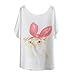 Haogo Women's Cartoon Cat Print Short Sleeve T-Shirt Tops White