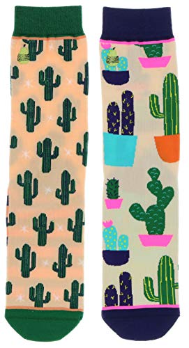Woven Pear Women's Can't Touch This Cactus Theme Crew Socks (2Pr), Cotton Blend - Thumbnail 6