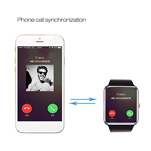 Smartwatch, Collasaro Sweatproof Smart Watch Phone with Camera and SIM Card Slot for IOS iPhone, Android Samsung HTC Sony LG Smartphones