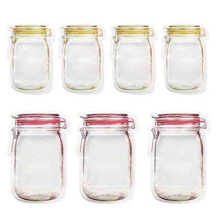 INFILM Mason Jar Bolsas con cierre, reutilizables, transparentes ...