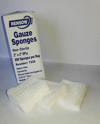 Rensow Gauze Pads, Non-Sterile, Woven, 2" x 2", 8 Ply, 2 x 200/Bx