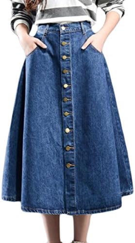 High Waisted Big Pendulum Pocket Buckle Plus Size Sun Denim Skirt