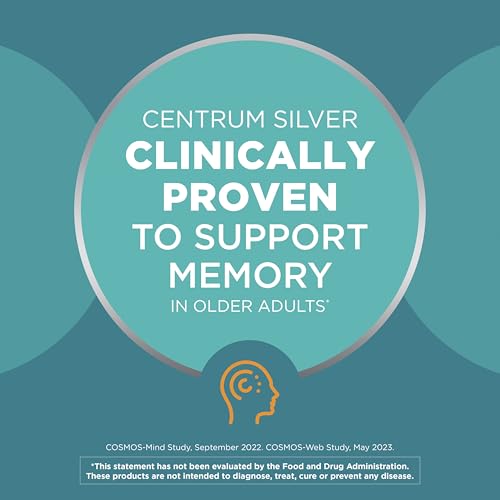 CENTRUM SILVER MULTIVITAMIN FOR ADULTS 50 PLUS, MULTIVITAMIN/MULTIMINERAL SUPPLEMENT, VITAMIN D3, B VITAMINS, GLUTEN FREE, NON-GMO INGREDIENTS, SUPPORTS MEMORY AND COGNITION IN OLDER ADULTS – 220 CT